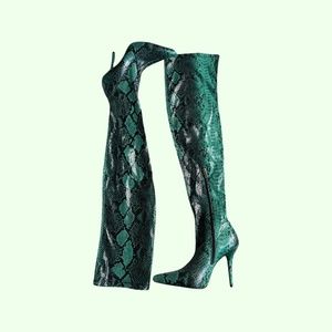 Thigh high snake skin boots